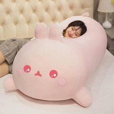  귀여운 토끼 뽀글이 인형 빅 쿠션 잠자는 초연포 인형 품베어 피규어 여자 생일 선물, 구름토끼빅.핑크, (Q탄원단)1.2m(업그레이드 연하장컬러백) 