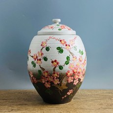  셀럽하우스 투톤분청 둥근 매화 20kg 쌀독 쌀통 현관 소금 항아리, 기본상품 