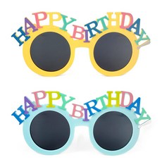 파티팡 HAPPY BIRTHDAY 생일 파티 안경 선글라스 2개, 옐로우+블루