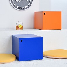 렌탈스튜디오 촬영소품 컬러 박스 스툴 의자 테이블, 에르메스 오렌지 36cmx28cmx25cm