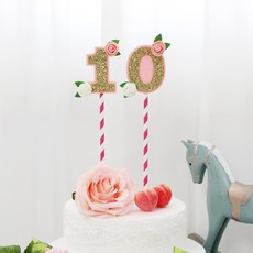 핑크캔디 입체 장미숫자토퍼 케이크토퍼 백일 생일 소품, 로즈토퍼(핑크)_숫자1, 1개