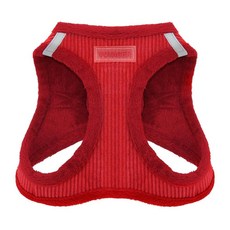 Best Pet Suppies 보이저 스텝인 플러시 강아지 하네스 부드러운 플러시 발을 집어넣어 입는 조끼 하네스 소형 및 중형견용 레드 코듀로이 X (가슴: .-.cm(, 1개, 하네스(레드 코듀로이)