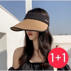 글램공식 1+1 여성 라탄 썬캡 밀짚 모자 자외선 해빛 차단 돌돌이 선캡 단품선택 가능