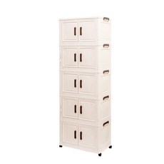 미란다 접이식 깔끔 양개문형 리빙박스 폭55cm 5단 co-00870, 1개, 아이보리