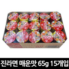 진라면 컵 매운맛 65g 15개입 x 3묶음 / 라면 소컵