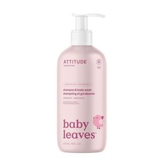 Attitude ATTITUDE 2-in-1 베이비 샴푸 및 바디 워시 무향 EWG 저자극성 식물 미네랄 기반 성분 동물 실험 없이 제작됨 473ml, 1개