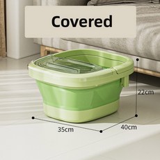 발 족욕 양동이 대야 욕실 접이식 목욕 마사지 가정 세탁 욕조 휴대용 담그는, Green Covered, 1개