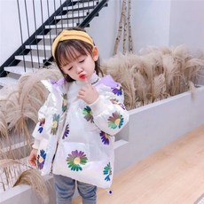 생활도움 반 시즌 창고 여아 패딩 그러데이션 데이지 키즈 가을 겨울 화사한 화이트 오리털 점퍼로 따뜻함