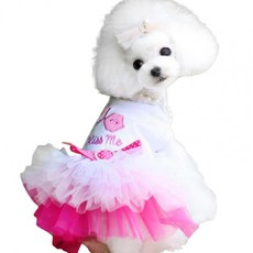 작은 강아지 100% 면 귀여운 공주 드레스 애완동물 드레스, 핑크