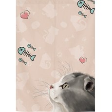 고양이 일러스트 가림막 중문 바란스 커튼 가리개 현관 도어 화장실 문 주방 부엌 가림막, 디자인E