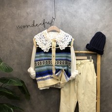 라임브릿지 맥 나염 니트 베스트 조끼