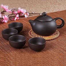 쿵푸 차 찻주전자 수제 주전자 컵 세라믹 중국 다도, 1. 1Tea pot 4cup Black, 1개