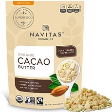 Navitas Organics Cacao Butter 8 Ounce — Organic Navitas Organics 카카오 버터 8 온스 — 유기농 비 GMO 공정 거래, 1개, 226g
