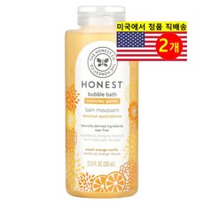 The Honest Company 유아 어린이용 스킨 바디 케어 워시 에브리데이 젠틀 오렌지 바닐라 거품 목욕제, 2개