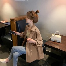 여성코트 2021 봄 스타일의 기질 재킷 영국 캐주얼 패션 작은 중간 길이의 윈드 브레이커