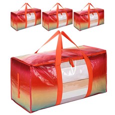 쿠넬 지퍼 타포린백 특대형 방수포 가방, 4개, 레인보우 투명창