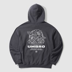 [국내백화점판/AS가능] UMBRO 엄브로 로즈 그래픽 기모 후드티 긴팔 (다크차콜)