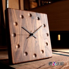 탁상시계 Hacoa일본 전통 클래식한 복고 잡동사니 고급 천연 원목 벽걸이시계, C07-월넛(두꺼운면)예약구매 1주