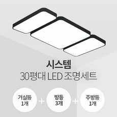 더엘이디 시스템 30평대 LED조명 세트 (거실1+방3+주방1 삼성칩 KC인증), 블랙