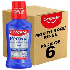 Colgate Peroxyl 살균 구강 통증 린스 알코올 프리 1 5% 과산화수소 마일드 민트 239 6g(8 5온스) (6팩) 421747, 8.40 Fl Oz (Pack of 6)