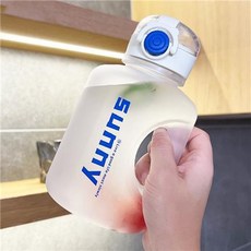 대용량 플라스틱 스포츠 물컵 1000ml 여름 비주얼 피트니스 물병 고온 내구성 tt 빨대컵, 블루 스크럽 1L, 1개