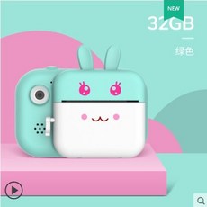 intelligence express 감열지 카메라 즉석 인화 사진기 어린이 토이 디카 켐코더 1080P 생일 선물 인화지 증정 즉석카메라, 1개, 블루 32G 카드