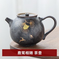 바이오버씨 도자기티포트 도자기차주전자 박천 클래식 거친 다관 찻주전자 단주전자 푸얼 궁푸차 밴드 필터링 스몰자, 녹로 뒤따르다 -다관