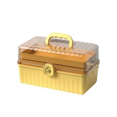 해든 다용도 3단 구급상자 멀티 정리함 약통케이스 M사이즈 아이보리 블루 엘로우, 1개