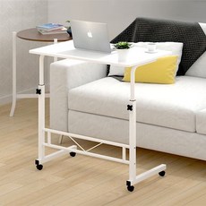 높낮이 조절 책상 미니 테이블 이동식 침대용 침대 사이드 테이블 거실 침대 보조, 소형(60cm)베이지