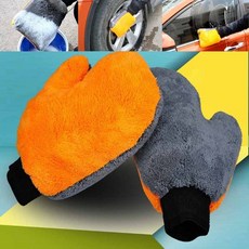 새로운 실용적인 이중 산호 양털 장갑 세차 주방 청소 도구 마이크로 화이버 자동차, 01 Grey Orange, 1개