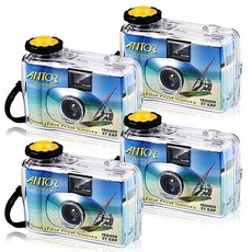  USA배송 Xuhal 4피스 수중 일회용 카메라 방수 팩 35mm 400 ISO 필름 27 노출 여름 해변 휴가 캠프 스노클링 여행 성인 청소년 선물 