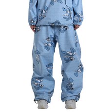 비에스래빗 2324 BSRABBIT ALL OVER SUNDAY RABBIT WIDE TRACK PANTS LIGHT BLUE 스노우 보드복 팬츠