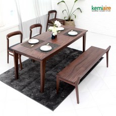 케미에르 산마리노 호두나무원목 4인식탁SET KRS-423B, 브라운