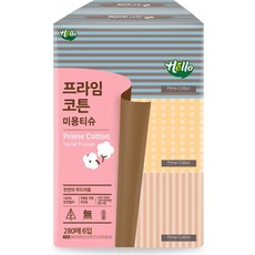 헬로 천연펄프 프라임 코튼 미용티슈 280매 6개