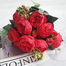 모란 작약장미 1+1 부쉬 명절 성묘 산소 조화장식 가정의달 인테리어 꽃다발, 3.빨강