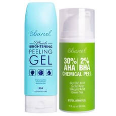Ebanel 젠틀 엑스폴리에이팅 페이스 스크럽 필링 젤과 30% AHA 2% BHA 케미컬 필 엑스폴리언트 젤로 구성된 에바넬 번들