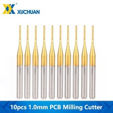 티타늄 코팅 카바이드 PCB 밀링 커터 CNC 라우터 비트 기계 공구용 콘 엔드 밀 0 8 3 175mm 10, 10) 10pcs 1.3mm, 10개