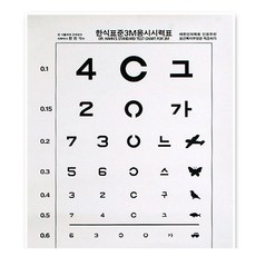 종이시력표 3M 종이시력판 시력측정 종이표, 1개