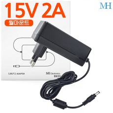 명호전자 15V2.4A 아답터 벽걸이형(MH1524) DC 15V 2.4A 어댑터, 15V2.4A 아답터(벽걸이형)+젠더3종세트