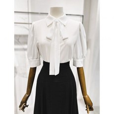 모조에스핀 리본 스카프 반팔 블라우스 S242MSC019 백화점 아울렛 (3585547)