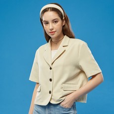 WOMEN 크롭 오버핏 반팔 자켓 [아이보리] 크롭 블레이저