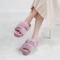 [사슈] 러블리큐빅 통굽 털슬리퍼 5cm