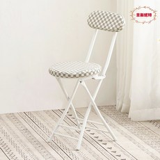 (관부가세포함) 1인용안락의자 Folding chair back home thickened stool Stool chair portable folding chairs computer chair -629886290707, 36 # 스폰지 두꺼운 흰색 격자one size
