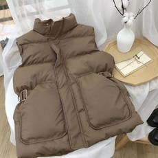 여성 캐주얼 패딩 조끼 아우터 루즈핏 도톰 민소매 패딩 점퍼 집업 베스트