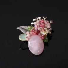 장미수정브로치