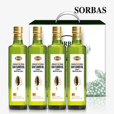 소르바스 해바라기씨유 500ml 4병 오일선물세트, 단품, 단품, 1세트