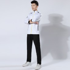 해외직구 2019 남성 유니폼세트 땀복 가을 겨울 긴팔티셔츠+긴바지 세트 배드민턴 스쿼시 스포츠 의류 통기성 탁구 테니스 운동복세트-1