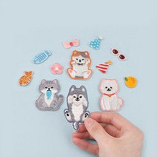17. 강아지와 고양이들 Set 자수와펜 열접착 패치