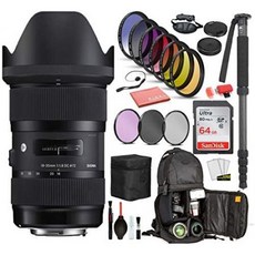 Sigma 18-35mm f1.8 DC HSM Art Lens for Canon EF with Bundle Includes: Sandisk 64gb SD Card 9PC Fil, One Color_One Size, 상세 설명 참조0, One Size