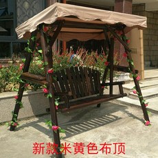 정원그네 야외 벤치 흔들의자 야외그네 그네와파라솔 그네의자 나무그네 베란다의자, (꽃장식) 둥근 나무 (베이지)